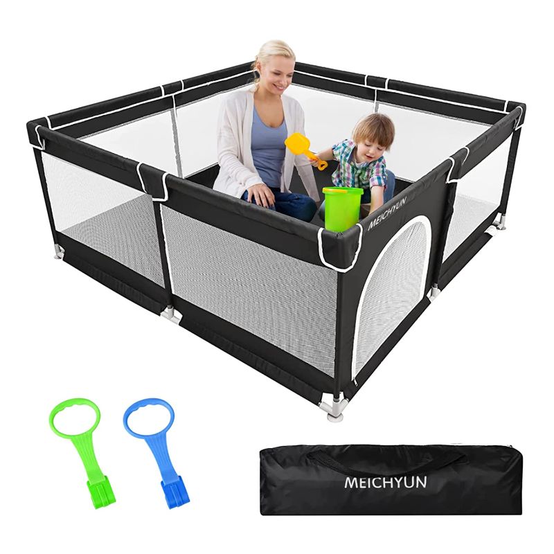 Photo 1 of 
Baby Playpen,Playpen for Babies and Toddlers,Baby Play Yards Indoor,Safety Play Yard for Babies with Soft Breathable Mesh,No Gaps Large Baby Playpen, Small Baby Playpens(59”×59”,Black)
