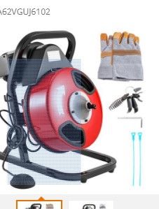 Photo 1 of 75ft X 1/2" Drain Cleaner 250 W Drain Cleaning Machine Sewer Clog W/ 5 Cutters
