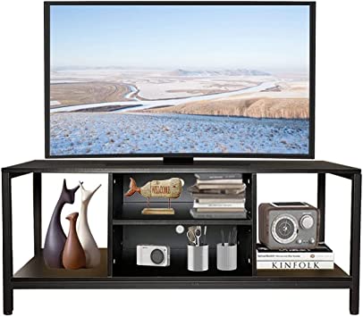 Photo 1 of **broken corner ****Jahof TV Stand for TV up to 55 Inch, TV Console with Shelving, TV Cabinet with Open Storage for Living Room, Entertainment Room (47.2"/120cm, Black)

