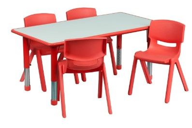 Photo 1 of **table top only **** Flash Furniture YU-YCY-060-0034-RECT-TBL-RED-GG 23 5/8" x 47 1/4" Red Plastic Rectangular Adjustable Height Activity Table