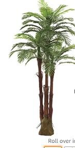 Photo 1 of AMERIQUE Gorgeous 6 Feet Triple Tropical Palm Artificial Plant Tree with Standable Trunk, Real Touch Technology, with UV Protection, Green