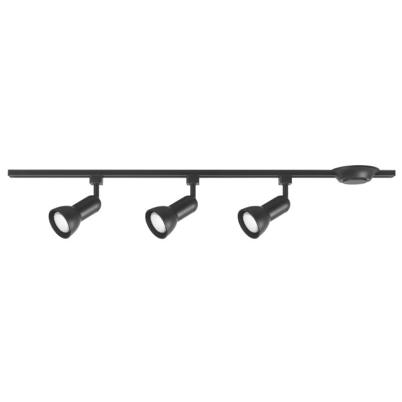 Photo 1 of Hampton Bay 44 in. 3-Light Black R20/PAR20 Medium-Step Linear Track Lighting Kit
