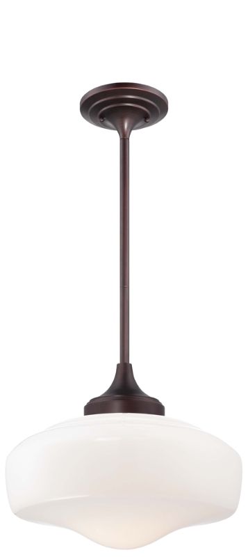 Photo 1 of Minka Lavery 2258-576 1 Light 13.25 Height Indoor Schoolhouse Pendant in Brushed Bronze -
