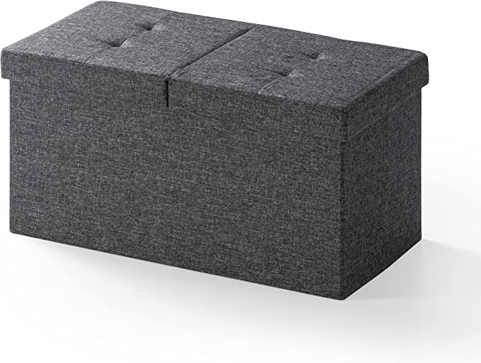 Photo 1 of Otto & Ben 30" Storage Ottoman with SMART LIFT Top, Upholstered Tufted Bench, Foot Rest, Dark Grey
