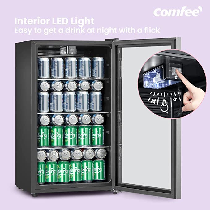Photo 1 of COMFEE' CRV115TAST Beverage Cooler, 115 Cans Beverage Refrigerator, Adjustable Thermostat, Glass Door With Stainless Steel Frame, Reversible Hinge Door And Legs For Home, Apartment
