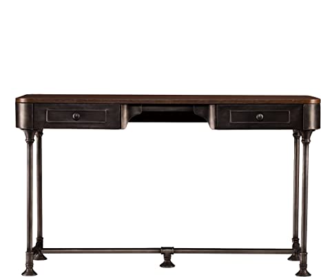 Photo 1 of SEI Furniture Edison 2-Drawer Desk, Dark Tobacco with Industrial Gray
