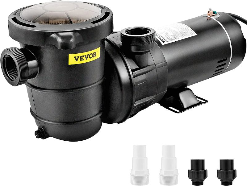 Photo 1 of **MISSING PARTS** VEVOR Swimming Pool Pump, 1.5 HP 115 V, 1100 W Single Speed Pumps for Above Ground Pool w/ Strainer Basket, 5280 GPH Max. Flow, Certification of ETL for...
