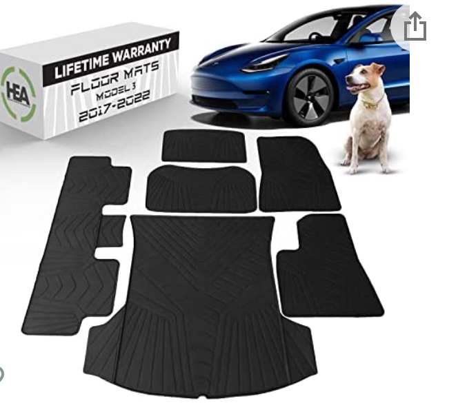 Photo 1 of #1 Tesla Model 3 Floor & Trunk Mats - All Weather Mat Fits 2021 - 2022 (Complete Mat Set Floor, Trunk, Frunk, Storage) Accessories - Heavy Duty & Flexible Eco-Friendly All Season Latex Material by HEA