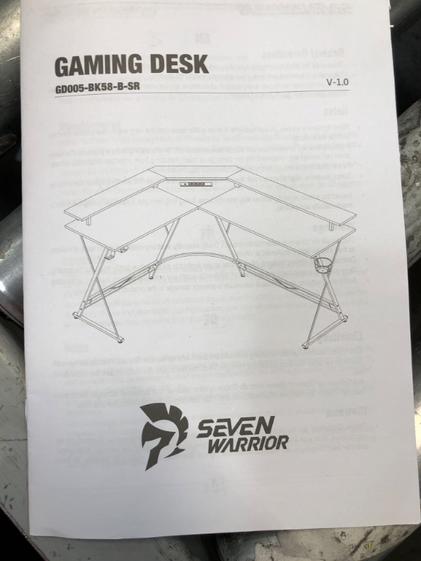 Photo 3 of SEVEN WARRIOR Gaming Desk 50.4” with LED Strip & Power Outlets, L-Shaped Computer Corner Desk Carbon Fiber Surface with Monitor Stand, Ergonomic Gamer Table with Cup Holder, Headphone Hook, Black
