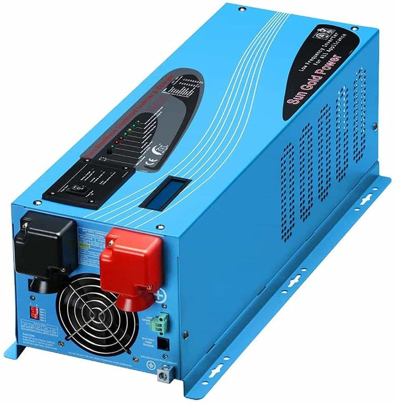 Photo 1 of SUNGOLDPOWER 4000W 12V Pure Sine Wave Power Inverter DC 12V Input to AC 120V Output Converter, Low Frequency Inverter Charger for Home, RV, Truck, Off-Grid Solar Wind Power Inverters, Blue
-