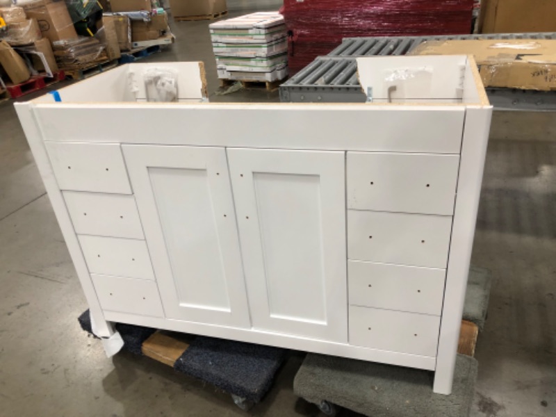 Photo 9 of (BROKEN-OFF BACK PANEL; SCRATCHED; DETACHING CORNER FRAME)
Home Decorators Collection Westcourt 48 in. W x 21 in. D x 34 in. H Bath Vanity Cabinet Only in White