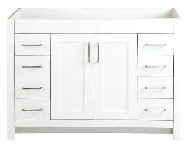 Photo 1 of (BROKEN-OFF BACK PANEL; SCRATCHED; DETACHING CORNER FRAME)
Home Decorators Collection Westcourt 48 in. W x 21 in. D x 34 in. H Bath Vanity Cabinet Only in White