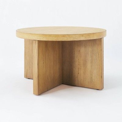 Photo 1 of (CRACKED SIDES; SCRATCHED) Bluff Park Round Wood Coffee Table Natural - Threshold™ designed with Studio McGee,  18 Inches (H) x 30 Inches (W) x 30 Inches (D)

