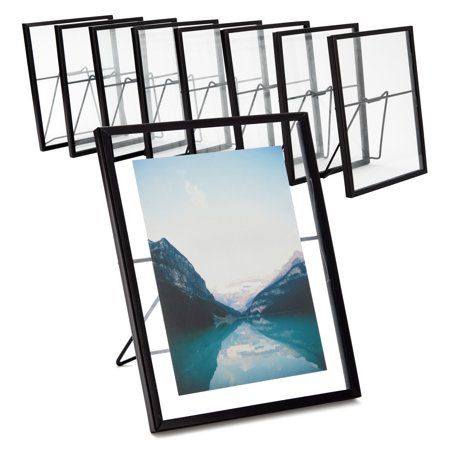 Photo 1 of 8 Pack Black Glass Frame for Pressed Flowers, 5 X 7 Inch Photos, Floating Picture Frames (6.9 X 8.9 in)
