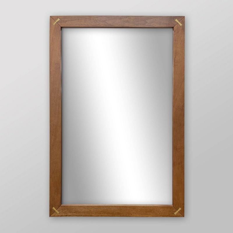 Photo 1 of (DENTED/COSMETIC DAMAGES) 24" X 36" Wooden Wall Mirror Brown - Threshold™
