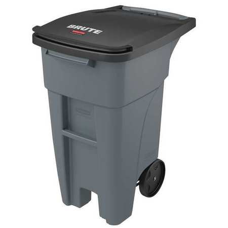 Photo 1 of (SCRATCHED) 32 Gal. HDPE Rectangular Trash Can, Gray
