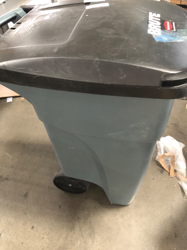 Photo 5 of (SCRATCHED) 32 Gal. HDPE Rectangular Trash Can, Gray
