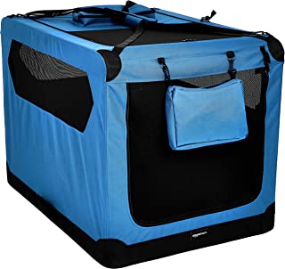 Photo 1 of Amazon Basics Folding Portable Soft Pet Dog Crate Carrier Kennel - 42 x 31 x 31 Inches, Blue