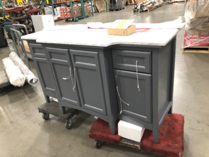 Photo 21 of (MULT. DAMAGES:SEE BELOW FOR FULL REVIEW) Home Decorators Collection Sassy 60 in. W x 22 in. D Vanity in Dark Charcoal with Marble Vanity Top in White with White Sink