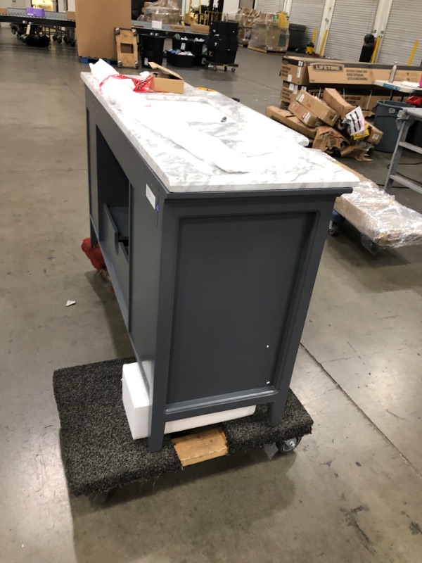 Photo 14 of (MULT. DAMAGES:SEE BELOW FOR FULL REVIEW) Home Decorators Collection Sassy 60 in. W x 22 in. D Vanity in Dark Charcoal with Marble Vanity Top in White with White Sink