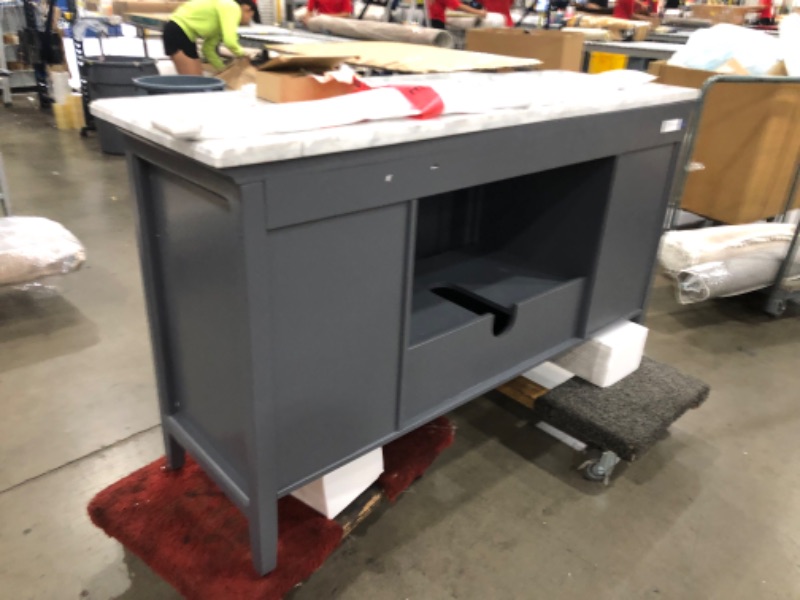 Photo 11 of (MULT. DAMAGES:SEE BELOW FOR FULL REVIEW) Home Decorators Collection Sassy 60 in. W x 22 in. D Vanity in Dark Charcoal with Marble Vanity Top in White with White Sink