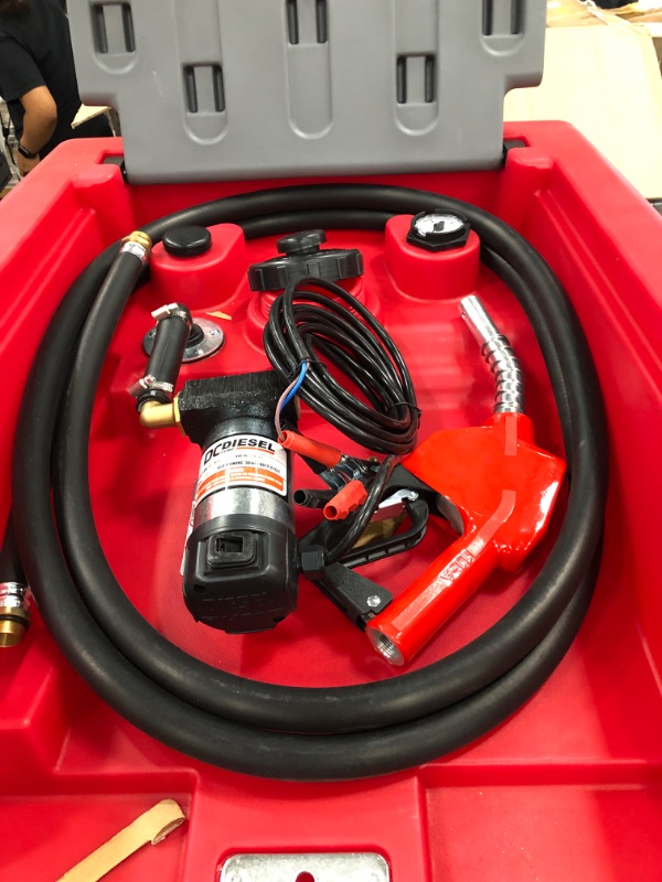Photo 3 of (MISSING HARDWARE/POWER SWITCH COVER) VEVOR Portable Diesel Tank Diesel Fuel Tank 58 Gl, w/ 12V Transfer Pump, Red
