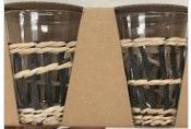 Photo 1 of (SCRATCHED) pack of 5 of 2-piece Drinking Glasses, wrapped in wicker