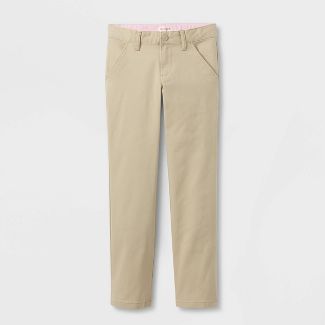 Photo 1 of (FOOD STUCK ON SURFACE) Girls' Slim Straight Fit Uniform Chino Pants - Cat & Jack™ Beige, size 7

