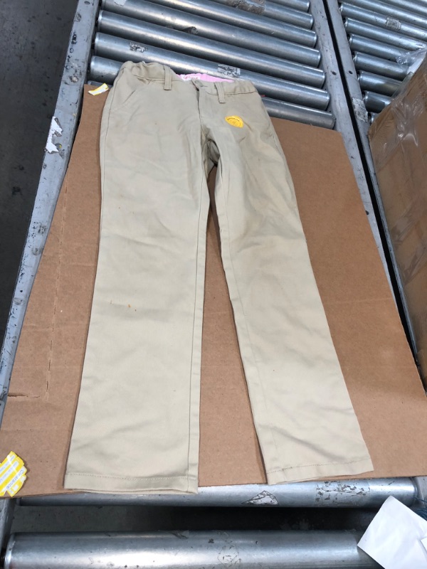 Photo 2 of (FOOD STUCK ON SURFACE) Girls' Slim Straight Fit Uniform Chino Pants - Cat & Jack™ Beige, size 7

