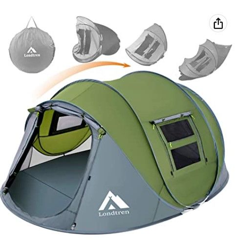 Photo 1 of 4 Person Easy Pop Up Tent Waterproof Automatic Setup 2 Doors-Instant Family Tents for Camping Hiking & Traveling