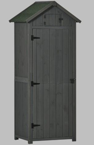 Photo 1 of  70" Wood Outdoor Storage Shed with Wooden Lockers,Garden Tool Shed
