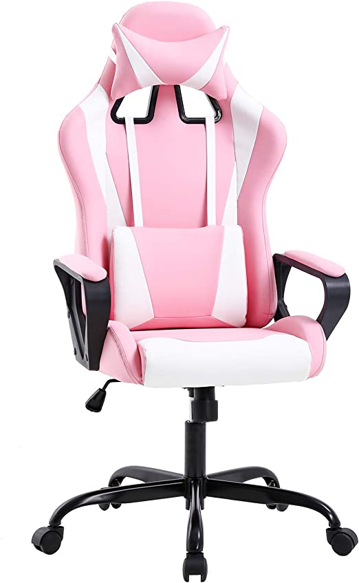 Photo 1 of Gaming Chair Office Chair Desk Chair Ergonomic Executive Swivel Rolling Computer Chair with Lumbar Support, Pink
