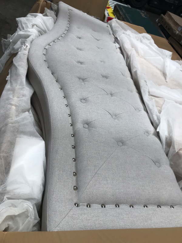 Photo 1 of **INCOMPLETE BOX 1 OF 2 **Light Gray Fully Upholstered Queen Bed Set
