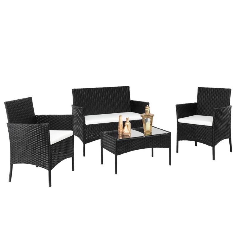 Photo 1 of BaytoCare 4 Pieces Patio Conversation Outdoor Furniture Set Black
