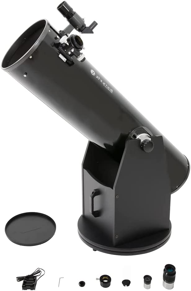 Photo 1 of ***INCOMPLETE*** BOX 1 OF 2 Zhumell – 10-inch Dobsonian Reflector Telescope – Large Aperture for Crisp, Bright Images – Solid Base Construction with Handle for Easy Transport – Ideal Astronomical Telescope
