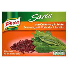 Photo 1 of 1 CASE/15 BOXES* BEST BY 11/25/2022*
Knorr Sazón Flavorful Seasoning for Sauce, Meat, Poultry, Fish, Seafood, Stews, Rice, Beans, and Other Dishes Seasoning With Coriander & Annatto No Artificial Flavors 5.6 oz, 32 Count