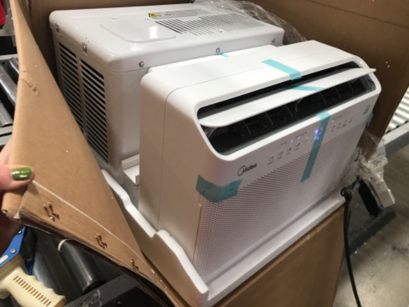 Photo 3 of Midea 8,000 BTU U-Shaped Smart Inverter Window Air Conditioner–Cools up to 350 Sq. Ft., Ultra Quiet with Open Window Flexibility, Works with Alexa/Google Assistant, 35% Energy Savings, Remote Control 19.17"D x 21.97"W x 13.46"H

