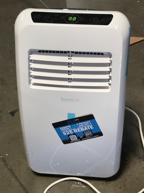 Photo 2 of **PARTS ONLY**
Portable Electric Air Conditioner Unit - 900W 8000 BTU Power Plug In AC Cold Indoor Room Conditioning System w/ Cooler, Dehumidifier, Fan, Exhaust Hose, Window Seal, Wheels, Remote - SereneLife SLPAC8 13.8"D x 14.6"W x 27.2"H
