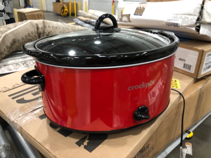 Photo 3 of (DENTED) Crock-Pot SCV800-R Extra Large Oval Stoneware 8 Quart Manual Slow Cooker, Red