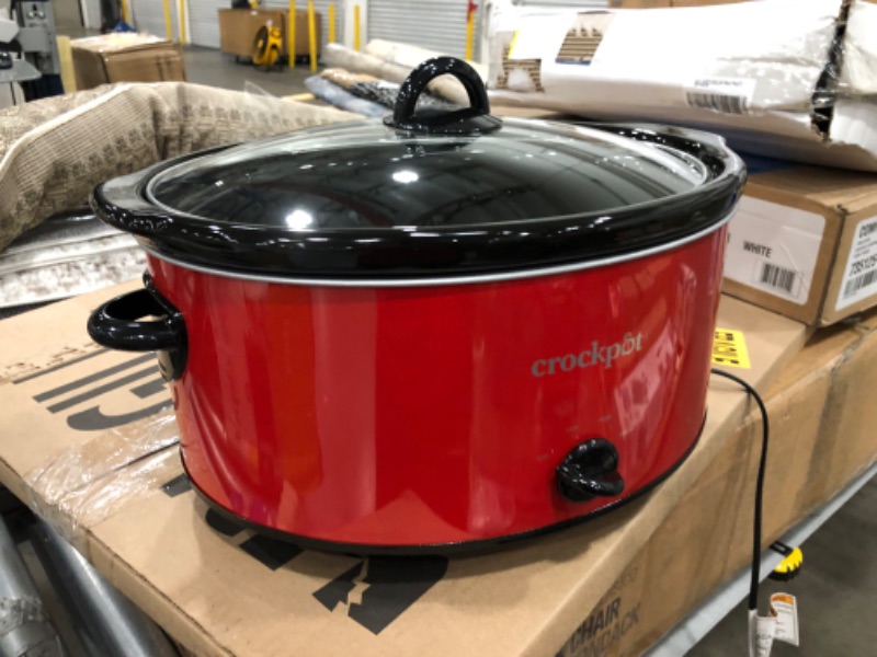 Photo 1 of (DENTED) Crock-Pot SCV800-R Extra Large Oval Stoneware 8 Quart Manual Slow Cooker, Red