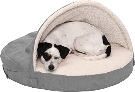 Photo 1 of (DIRTY) Furhaven Pet Bed for Dogs and Cats - Sherpa and Suede Snuggery Blanket Round Egg Crate Orthopedic Dog Bed, Removable Machine Washable Cover - Gray, 35-inch
