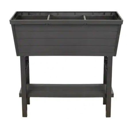 Photo 1 of (MISSING COMPONENTS; WARPED SIDES) 32.25 in. W x 31 in. H Elevated Resin Patio Garden Bed in Brown
