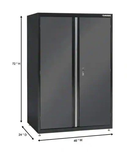 Photo 1 of (MULT. DENTS) Husky Welded Steel Floor Cabinet in Black and Gray (46 in W x 72 in. H x 24 in. D)