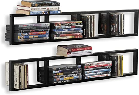 Photo 1 of You-Have-Space Wall Mount 34 Inch Media Storage Rack CD DVD Organizer Metal Floating Shelf Set of 2 Black
