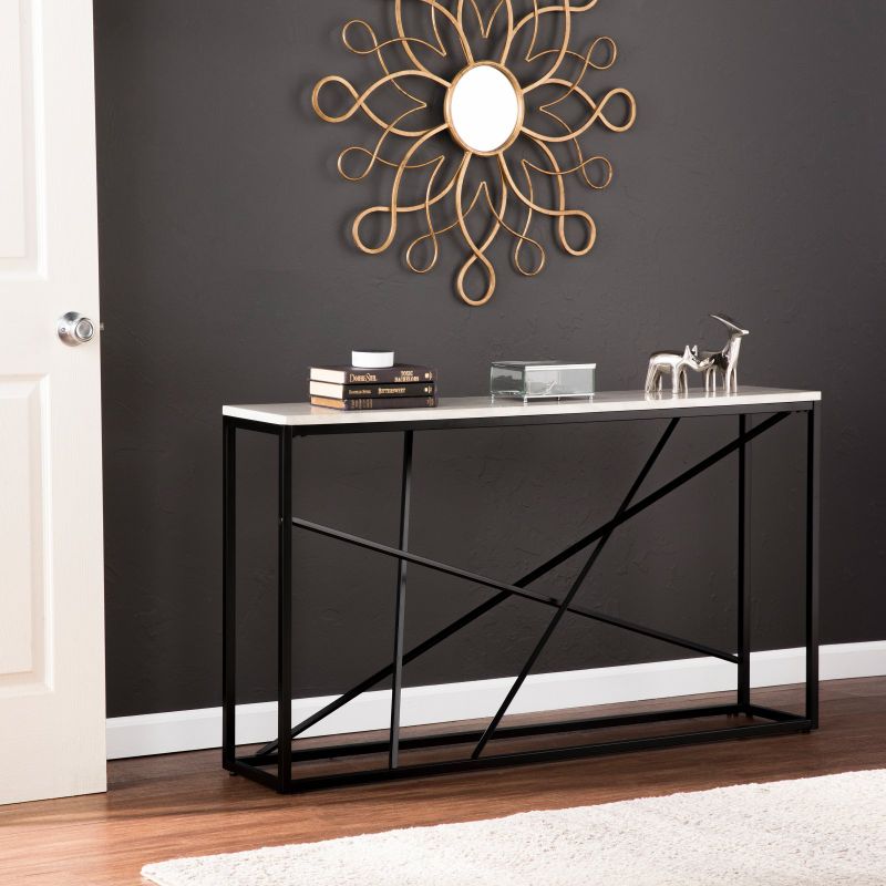 Photo 1 of Arendal Faux Marble Skinny Console Table
