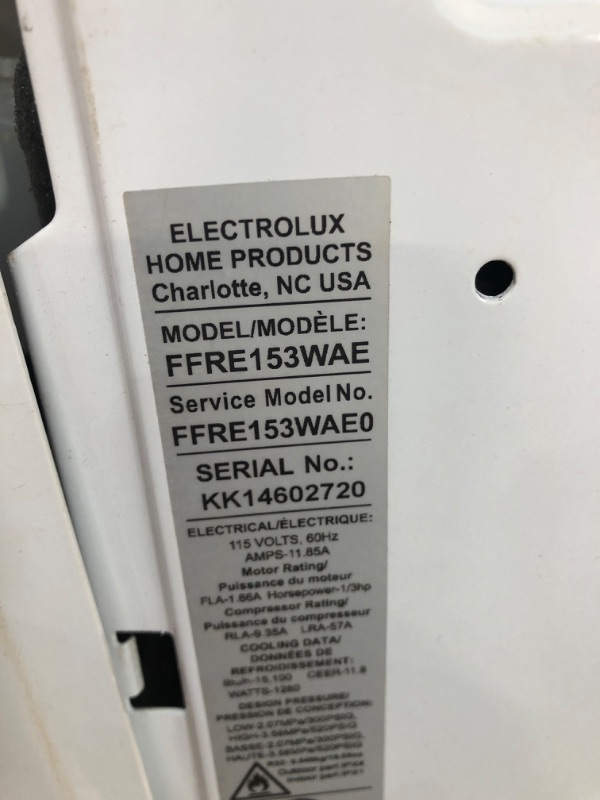 Photo 2 of (DENTED; CRACKED FRONT PANEL/CORNER) Frigidaire 15 000 BTU 115-Volt Window Air Conditioner with Slide-Out Chassis Energy Star FFRE153WAE
