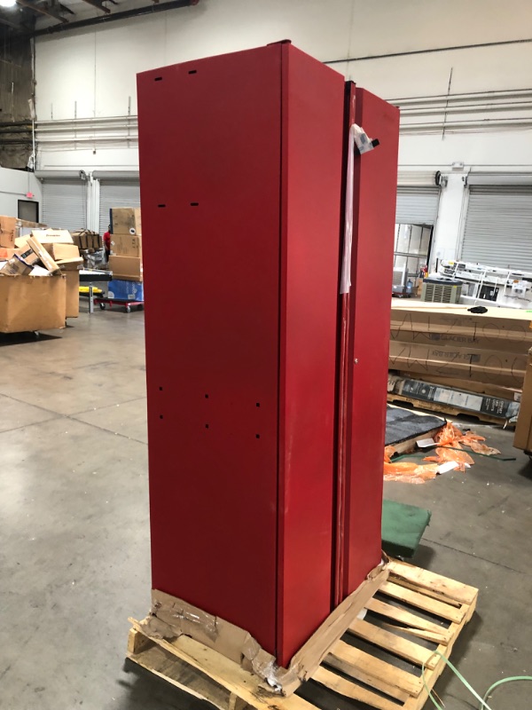 Photo 11 of (DENTED, SCRATCHED WALLS/BOTTOM; DENTED DOORS; DAMAGED MAGNETS) Husky Heavy Duty Welded 20-Gauge Steel Freestanding Garage Cabinet in Red (36 in. W x 81 in. H x 24 in. D)