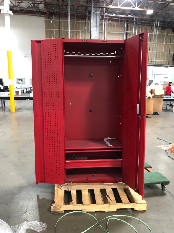 Photo 7 of (DENTED, SCRATCHED WALLS/BOTTOM; DENTED DOORS; DAMAGED MAGNETS) Husky Heavy Duty Welded 20-Gauge Steel Freestanding Garage Cabinet in Red (36 in. W x 81 in. H x 24 in. D)