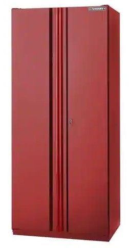 Photo 1 of (DENTED, SCRATCHED WALLS/BOTTOM; DENTED DOORS; DAMAGED MAGNETS) Husky Heavy Duty Welded 20-Gauge Steel Freestanding Garage Cabinet in Red (36 in. W x 81 in. H x 24 in. D)