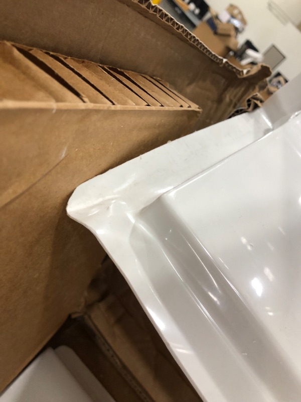 Photo 6 of (CRACKED/DAMAGED CORNERS) American Standard Ovation Curve 60 in. W x 72 in. H 3-Piece Glue Up Alcove Subway Tile Shower Walls in Arctic White